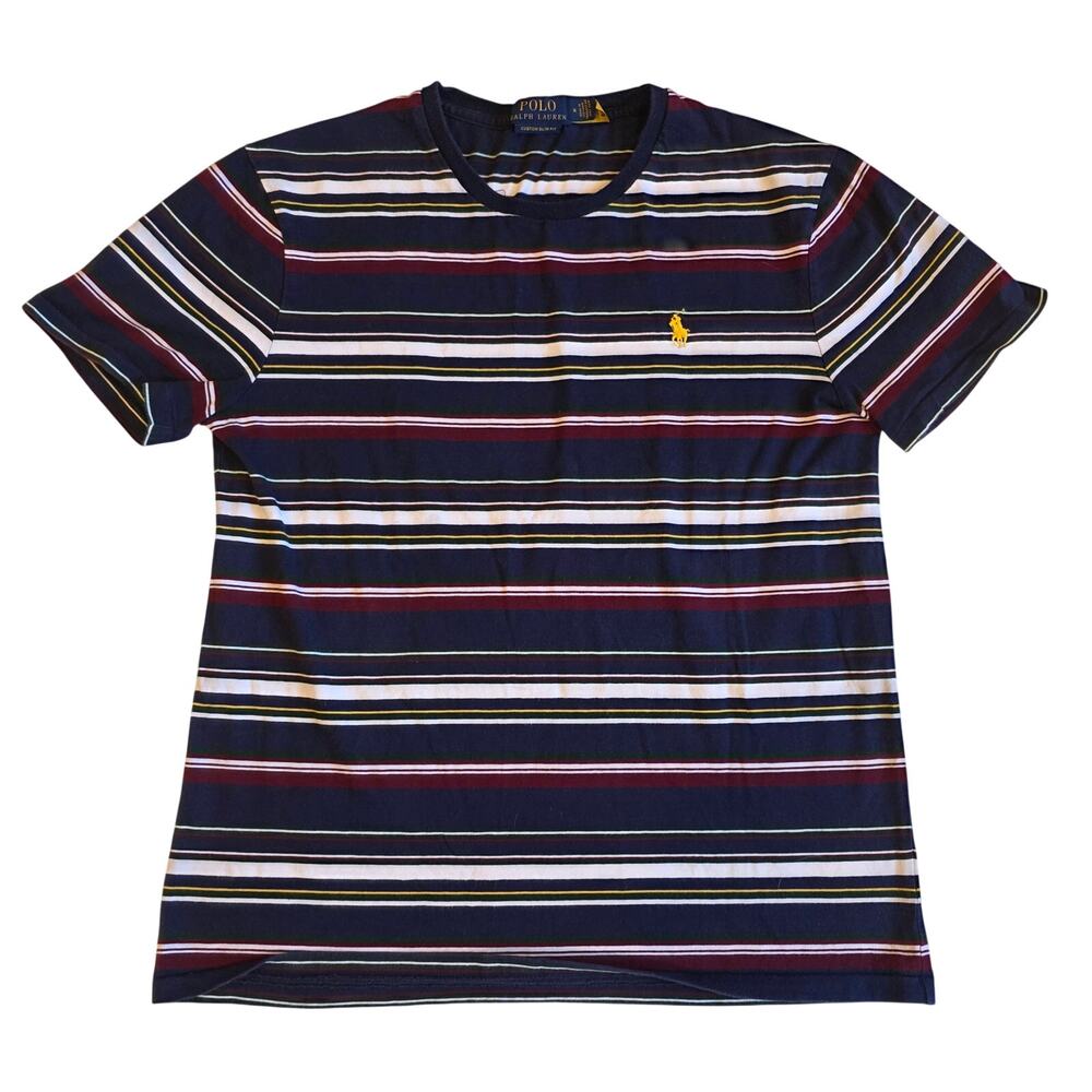 Polo Ralph Lauren Custom Slim Fit Striped T-Shirt Navy Multi Mens Medium